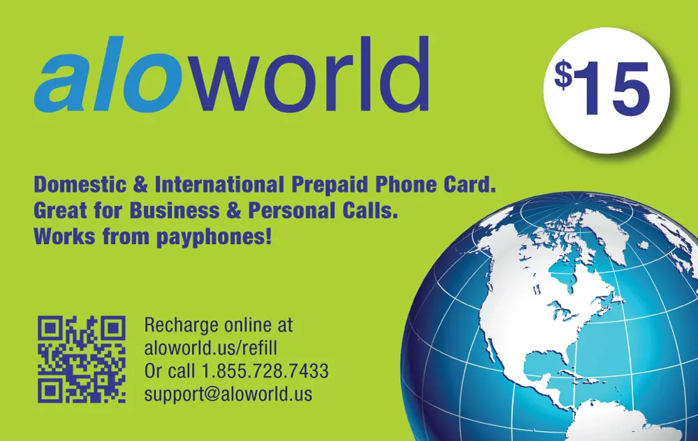 Alo World $ 15 Calling Card for Domestic and International Calls